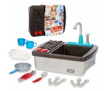Žaislinė mini virtuvėlė 2in1 su tekančiu vandeniu ir priedais 13 vnt. | Little Tikes
